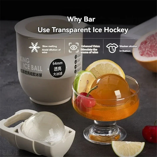 Molde de bola de hielo grande para whisky transparente, sin burbujas, molde de h